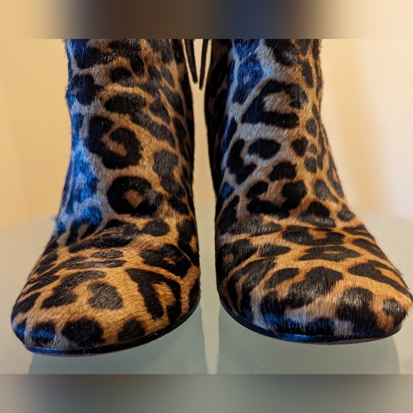 SAM EDELMAN "CAMBELL" Cheetah Leopard Print Calf Fur Ankle Boots SZ 8 - Picture 5 of 8